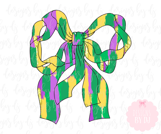 Mardi Gras Hand Drawn Bow