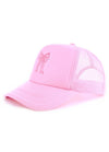 Coquette Ribbon Embroidered Bow Trucker Hat - Pink