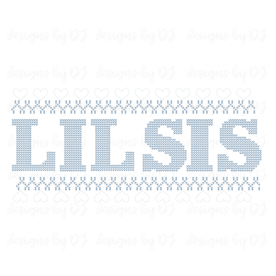 Faux Embroidered “LIL SIS” with Hearts DIGITAL Download