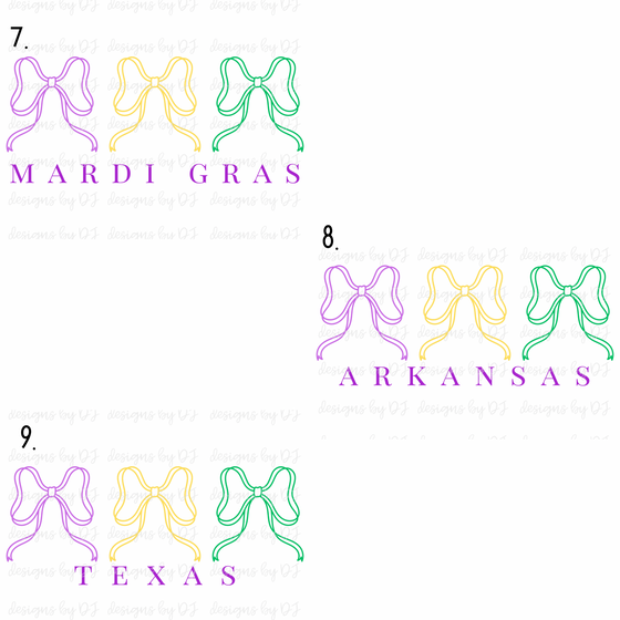 BUNDLE (9 downloads) State Mardi Gras Bow