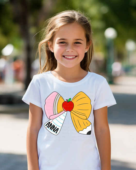 School Pencil Bow Name Plate (Comes Blank)