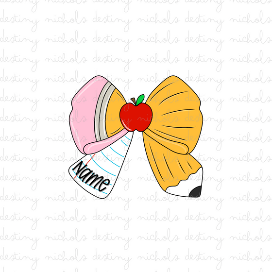 School Pencil Bow Name Plate (Comes Blank)