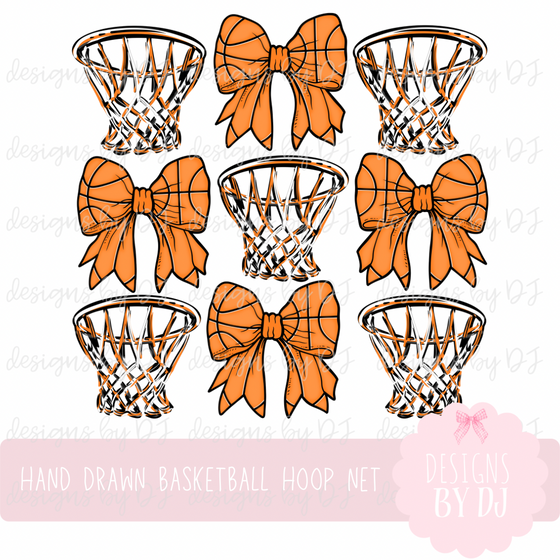 Basketball Bow Hand Drawn