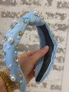 Dusty Blue Pearl & Rhinestone Headband