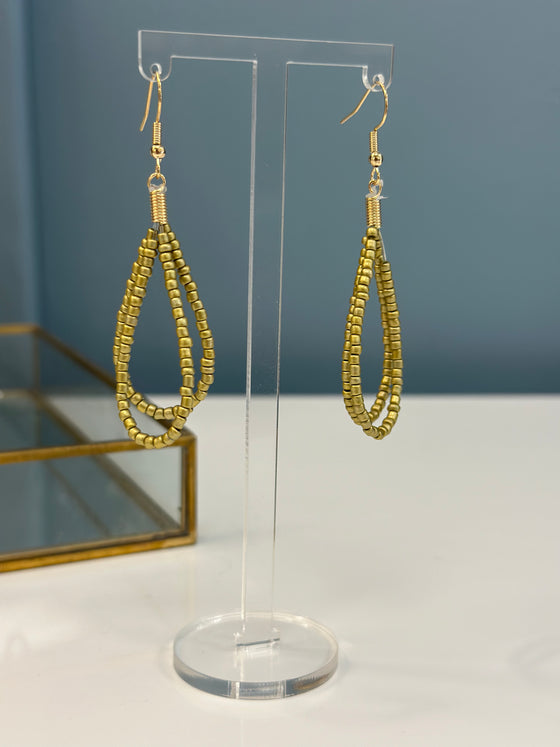 Gold Beaded Layered Necklace + Matching Earrings